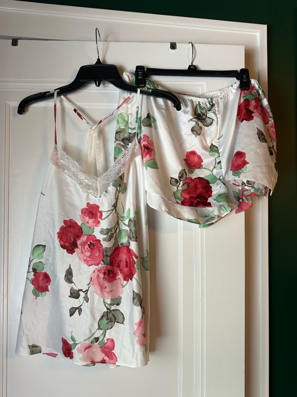 Apt. 9 White Satin Floral Lace-Trim Cami & Shorts Set